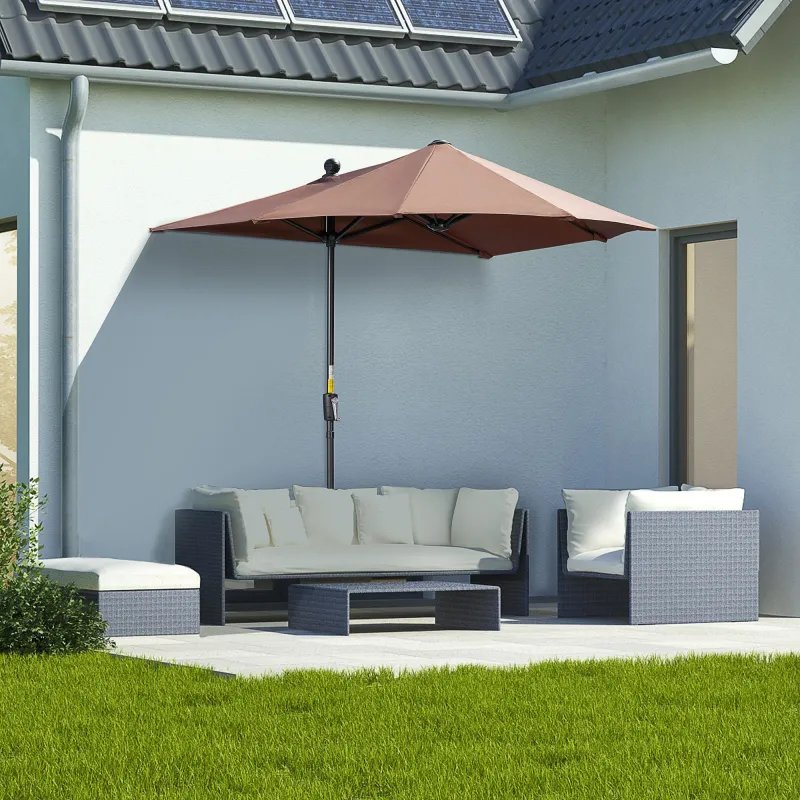 Parasol de Terraza 200x190x240 cm con Manivela Poste de Acero y Base Cruzada Anti-UV para Terraza Balcón Café - Ogal.Es