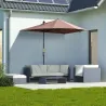Parasol de Terraza 200x190x240 cm con Manivela Poste de Acero y Base Cruzada Anti-UV para Terraza Balcón Café - Ogal.Es