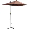 Parasol de Terraza 200x190x240 cm con Manivela Poste de Acero y Base Cruzada Anti-UV para Terraza Balcón Café - Ogal.Es