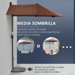 Parasol de Terraza 200x190x240 cm con Manivela Poste de Acero y Base Cruzada Anti-UV para Terraza Balcón Café - Ogal.Es