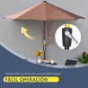 Parasol de Terraza 200x190x240 cm con Manivela Poste de Acero y Base Cruzada Anti-UV para Terraza Balcón Café - Ogal.Es