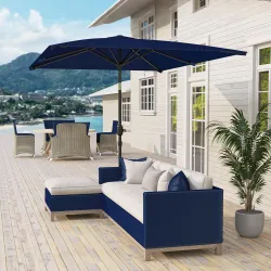 Sombrilla de Aluminio 198x294x255 Parasol Rectangular de Jardín Inclinable con Manivela y Poste Desmontable Azul... - Ogal.Es