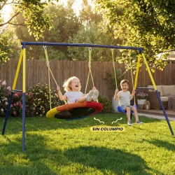 Estructura de Columpio Infantil Metálica para 2 Columpios Carga 150 kg para Asiento de Columpio Nido Azul - Ogal.Es
