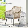 Set de 2 Sillas de Jardín Exterior de Ratán con Cojines Reposabrazos y Marco de Acero para Terraza 54x65x80 cm Gris - Ogal.Es