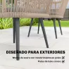 Set de 2 Sillas de Jardín Exterior de Ratán con Cojines Reposabrazos y Marco de Acero para Terraza 54x65x80 cm Gris - Ogal.Es