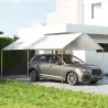 Carpa Garaje para Coche 3x6 m Cochera Portátil Impermeable con Toldo de Tela PE y Marco de Acero Galvanizado Blanco - Ogal.Es