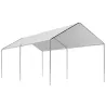 Carpa Garaje para Coche 3x6 m Cochera Portátil Impermeable con Toldo de Tela PE y Marco de Acero Galvanizado Blanco - Ogal.Es
