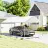 Carpa Garaje para Coche 3x6 m Cochera Portátil Impermeable con Toldo de Tela PE y Marco de Acero Galvanizado Blanco - Ogal.Es