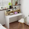 Escritorio 110x50x102,6 cm Mesa de Escritorio con 2 Compartimentos Abiertos y Estante Blanco y Madera Natural - Ogal.Es