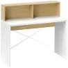 Escritorio 110x50x102,6 cm Mesa de Escritorio con 2 Compartimentos Abiertos y Estante Blanco y Madera Natural - Ogal.Es