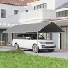 Carpa Garaje para Coche 3x6 m Cochera Portátil Impermeable con Toldo de Tela PE y Marco de Acero Galvanizado Gris - Ogal.Es