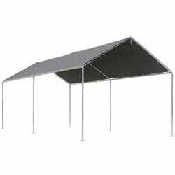 Carpa Garaje para Coche 3x6 m Cochera Portátil Impermeable con Toldo de Tela PE y Marco de Acero Galvanizado Gris - Ogal.Es