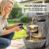 Fuente de Jardín con Iluminación LED y Bomba Fuente Decorativa en Cascada de 3 Niveles 40x37x61 cm Multicolor - Ogal.Es
