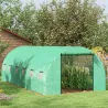 Invernadero de Túnel 6x3x2 m con Sistema de Riego Integrado 12 Ventanas con Malla y 1 Puerta Enrollable Verde - Ogal.Es