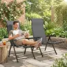 Pack de 2 Sillas Plegables Reclinables de Jardín Exterior con Respaldo Alto Ajustable en 5 Posiciones Reposapiés... - Ogal.Es