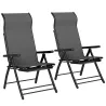Pack de 2 Sillas Plegables Reclinables de Jardín Exterior con Respaldo Alto Ajustable en 5 Posiciones Reposapiés... - Ogal.Es