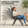 Pack de 2 Sillas Plegables Reclinables de Jardín Exterior con Respaldo Alto Ajustable en 5 Posiciones Reposapiés... - Ogal.Es