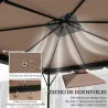 Toldo de Recambio 3x3 m con Techo Doble Orificios de Drenaje y UPF 30+ Solo Toldo NO Incluye Marco Caqui - Ogal.Es