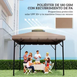Toldo de Recambio 3x3 m con Techo Doble Orificios de Drenaje y UPF 30+ Solo Toldo NO Incluye Marco Caqui - Ogal.Es