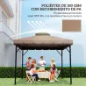 Toldo de Recambio 3x3 m con Techo Doble Orificios de Drenaje y UPF 30+ Solo Toldo NO Incluye Marco Caqui - Ogal.Es