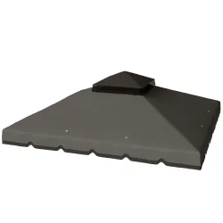 Toldo de Recambio 3x3 m con Techo Doble Orificios de Drenaje y UPF 30+ Solo Toldo NO Incluye Marco Gris Claro - Ogal.Es