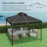 Toldo de Recambio 3x3 m con Techo Doble Orificios de Drenaje y UPF 30+ Solo Toldo NO Incluye Marco Gris Claro - Ogal.Es