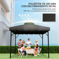 Toldo de Recambio 3x3 m con Techo Doble Orificios de Drenaje y UPF 30+ Solo Toldo NO Incluye Marco Gris Claro - Ogal.Es