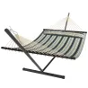 Hamaca con Soporte Hamaca de Jardín Portátil con Almohada Desmontable Barras Separadoras 353x94x115 cm Verde - Ogal.Es