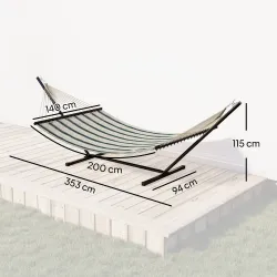 Hamaca con Soporte Hamaca de Jardín Portátil con Almohada Desmontable Barras Separadoras 353x94x115 cm Verde - Ogal.Es