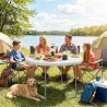 Mesa Plegable Camping 120x120x74 cm Mesa Plegable Portátil con Encimera de HDPE Almohadillas Antideslizantes Blanco - Ogal.Es