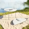 Mesa Plegable Camping 120x120x74 cm Mesa Plegable Portátil con Encimera de HDPE Almohadillas Antideslizantes Blanco - Ogal.Es