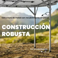 Mesa Plegable Camping 120x120x74 cm Mesa Plegable Portátil con Encimera de HDPE Almohadillas Antideslizantes Blanco - Ogal.Es