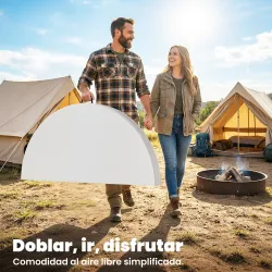 Mesa Plegable Camping 120x120x74 cm Mesa Plegable Portátil con Encimera de HDPE Almohadillas Antideslizantes Blanco - Ogal.Es