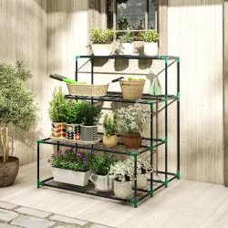Soporte para Plantas de 4 Niveles con Diseño Escalera y Estructura Metálica Resistente para Interior y Exterior ... - Ogal.Es
