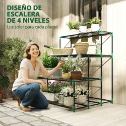 Soporte para Plantas de 4 Niveles con Diseño Escalera y Estructura Metálica Resistente para Interior y Exterior ... - Ogal.Es