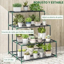 Soporte para Plantas de 4 Niveles con Diseño Escalera y Estructura Metálica Resistente para Interior y Exterior ... - Ogal.Es