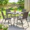 Juego de 4 Sillas de Jardín Exterior Plegables con Reposabrazos Respaldo y Asiento Marco Metálico 55x63x93 cm Ma... - Ogal.Es