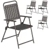 Juego de 4 Sillas de Jardín Exterior Plegables con Reposabrazos Respaldo y Asiento Marco Metálico 55x63x93 cm Ma... - Ogal.Es