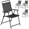 Juego de 4 Sillas de Jardín Exterior Plegables con Reposabrazos Respaldo y Asiento Marco Metálico 55x63x93 cm Negro - Ogal.Es