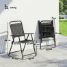 Juego de 4 Sillas de Jardín Exterior Plegables con Reposabrazos Respaldo y Asiento Marco Metálico 55x63x93 cm Negro - Ogal.Es