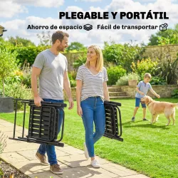 Juego de 4 Sillas de Jardín Exterior Plegables con Reposabrazos Respaldo y Asiento Marco Metálico 55x63x93 cm Negro - Ogal.Es