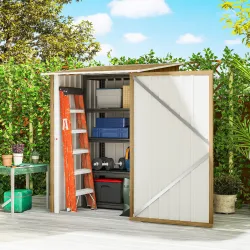 Caseta de Jardín Metálica 0,92 m² 100x103x160 cm con 1 Puerta y Cerradura para Almacenamiento Herramientas Marró... - Ogal.Es