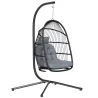 Silla Colgante Huevo con Soporte con Cesta Plegable Cojín y Reposacabezas para Interior y Exterior Carga 150 kg ... - Ogal.Es