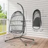 Silla Colgante Huevo con Soporte con Cesta Plegable Cojín y Reposacabezas para Interior y Exterior Carga 150 kg ... - Ogal.Es