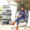 Silla Colgante Huevo con Soporte con Cesta Plegable Cojín y Reposacabezas para Interior y Exterior Carga 150 kg ... - Ogal.Es