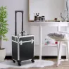 Maleta de Maquillaje Profesional con Ruedas Mango 2 Bandejas Compartimento Inferior Negro - Ogal.Es