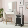 Maleta de Maquillaje Profesional con Ruedas Mango 2 Bandejas Compartimento Inferior Negro - Ogal.Es