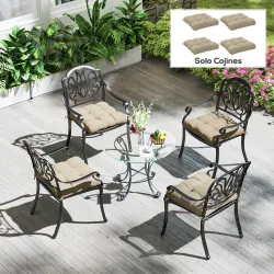 Conjunto de Cojines para Sillas de Comedor y Jardín Impermeable y Anti-UV con 2 Cordones de Fijación 48x48x10 cm... - Ogal.Es