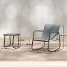 Conjunto de Jardín de 3 Piezas con 2 Sillas Mecedoras Mesa con Encimera de Vidrio y Estructura de Acero para Pat... - Ogal.Es