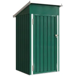 Caseta de Jardín Exterior Metálico 0,74 m² 107,5x91x185 cm con Techo Inclinado Puerta con Cerradura Ventilacione... - Ogal.Es